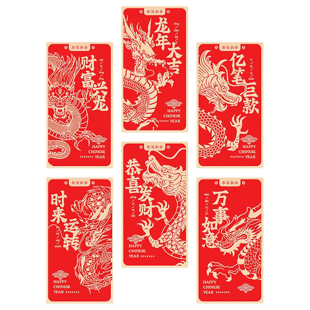 6pcs Red Envelope 2024 Year Red Envelopes Chinese Style Lucky Money Envelopes Cash Envelopes