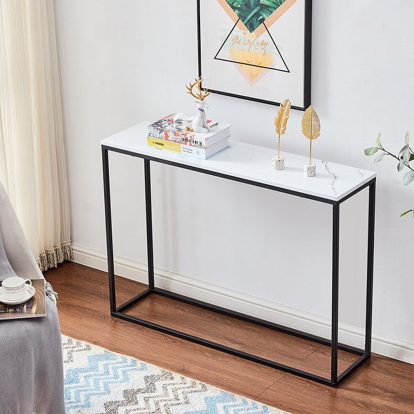 Modern Multifunctional Faux Marble Tabletop Console Table for Entryway