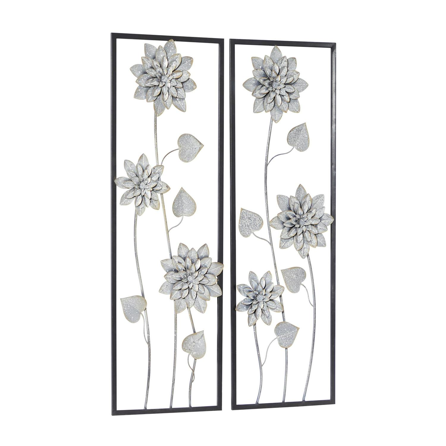 DecMode Gray Metal Contemporary Wall Decor Set of 2  Crowdfused