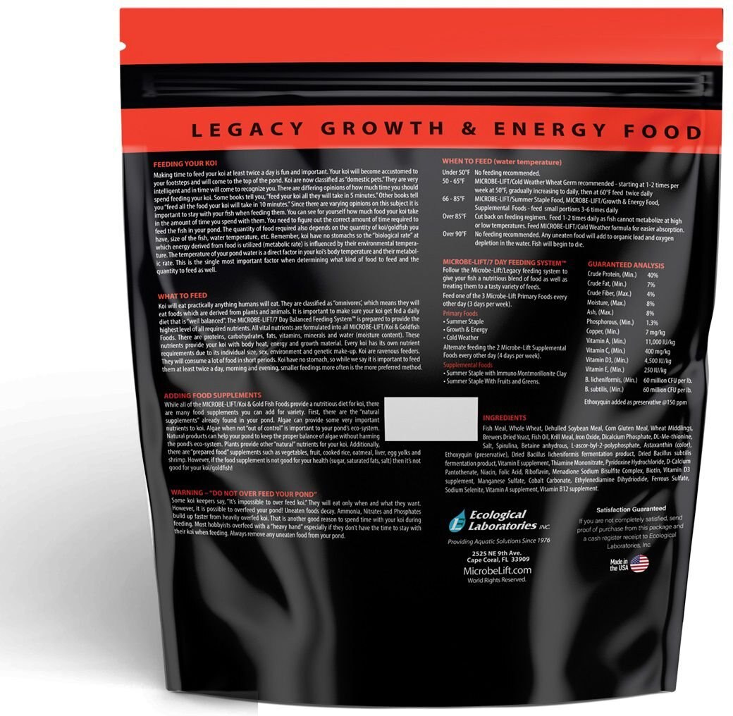 Microbe-Lift Legacy Growth and Energy Floating Pellets with Color Enhancer Koi and Goldfish Food