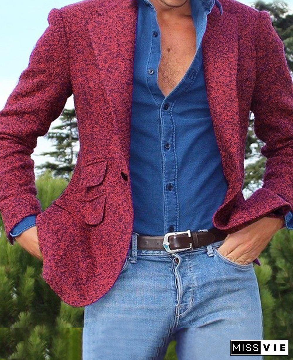 OK Casual Pinkish Purple Lapel Collar One Button Blazer