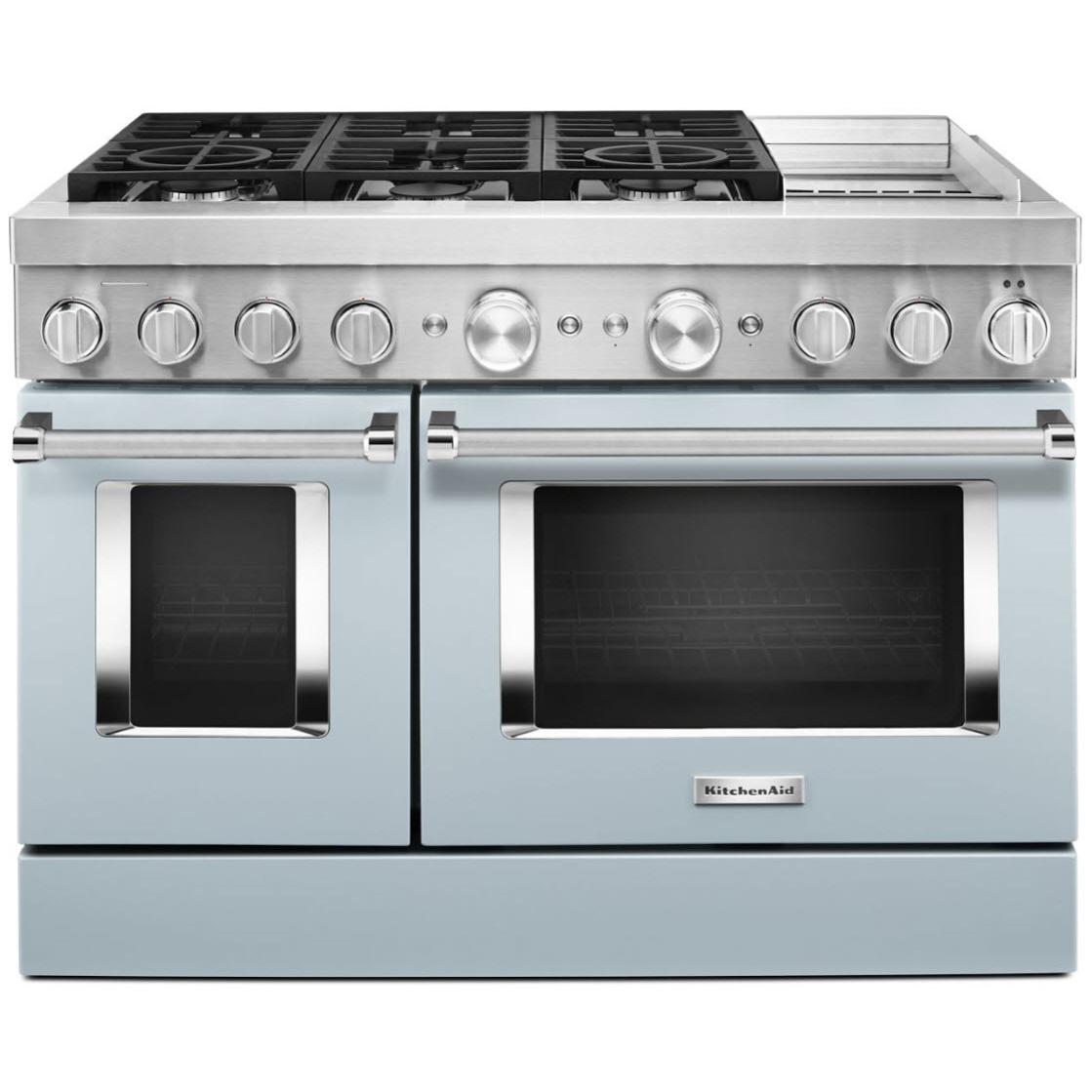 KitchenAid 48-inch Freestanding Dual Fuel Range with Even-Heat? True Convection KFDC558JMB