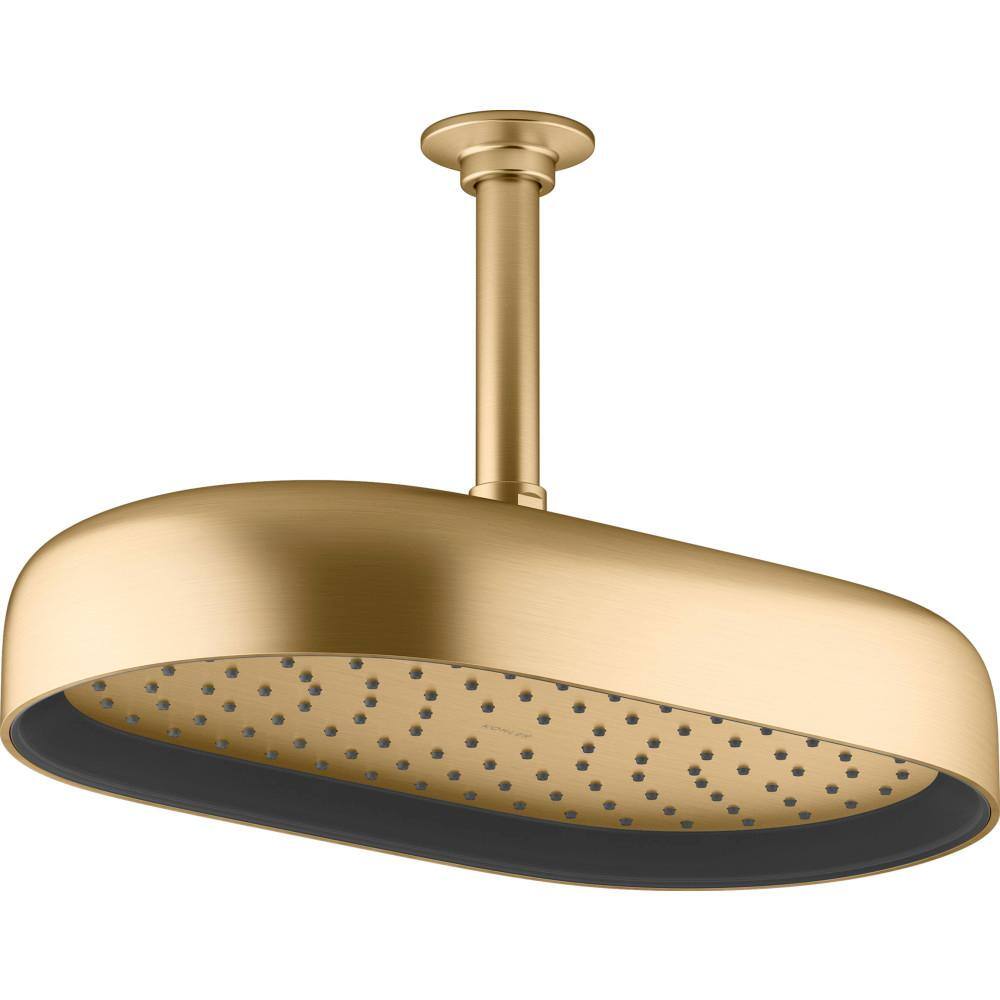 KOHLER Statement 1-Spray Patterns with 2.5 GPM 12 in. Wall Mount Fixed Shower Head in Vibrant Brushed Moderne Brass 26294-2MB