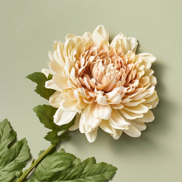 Faux Tan Chrysanthemum Flower Stem With Magnolia