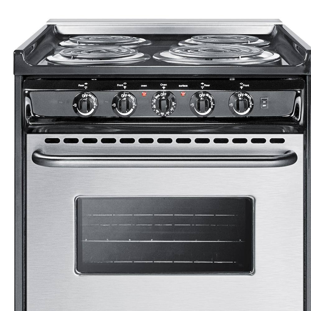 Summit Appliance 20 in. 2.5 cu. ft. Slide-In Electric Range in Stainless Steel TEM110BRWY