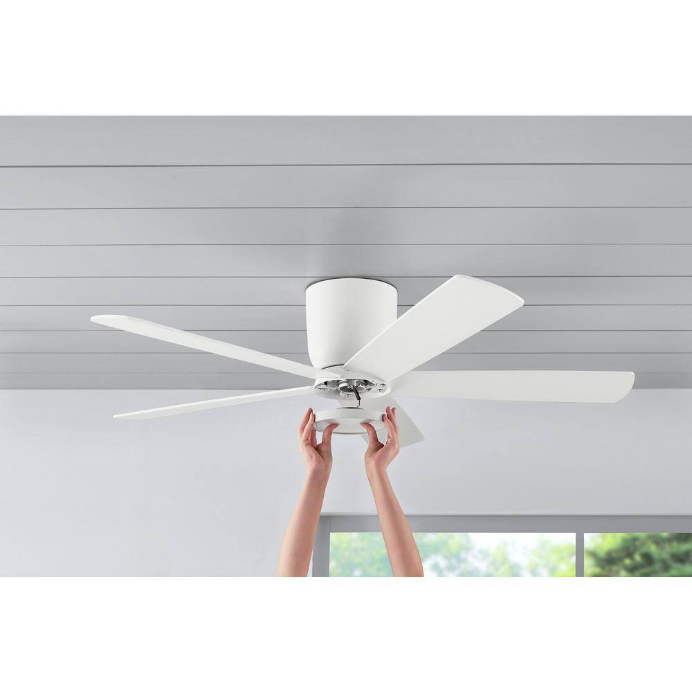 Home Decorators Collection Britton 52 in. Integrated LED Indoor Matte White Ceiling Fan with Light Kit and Remote Control SW19110 MWH