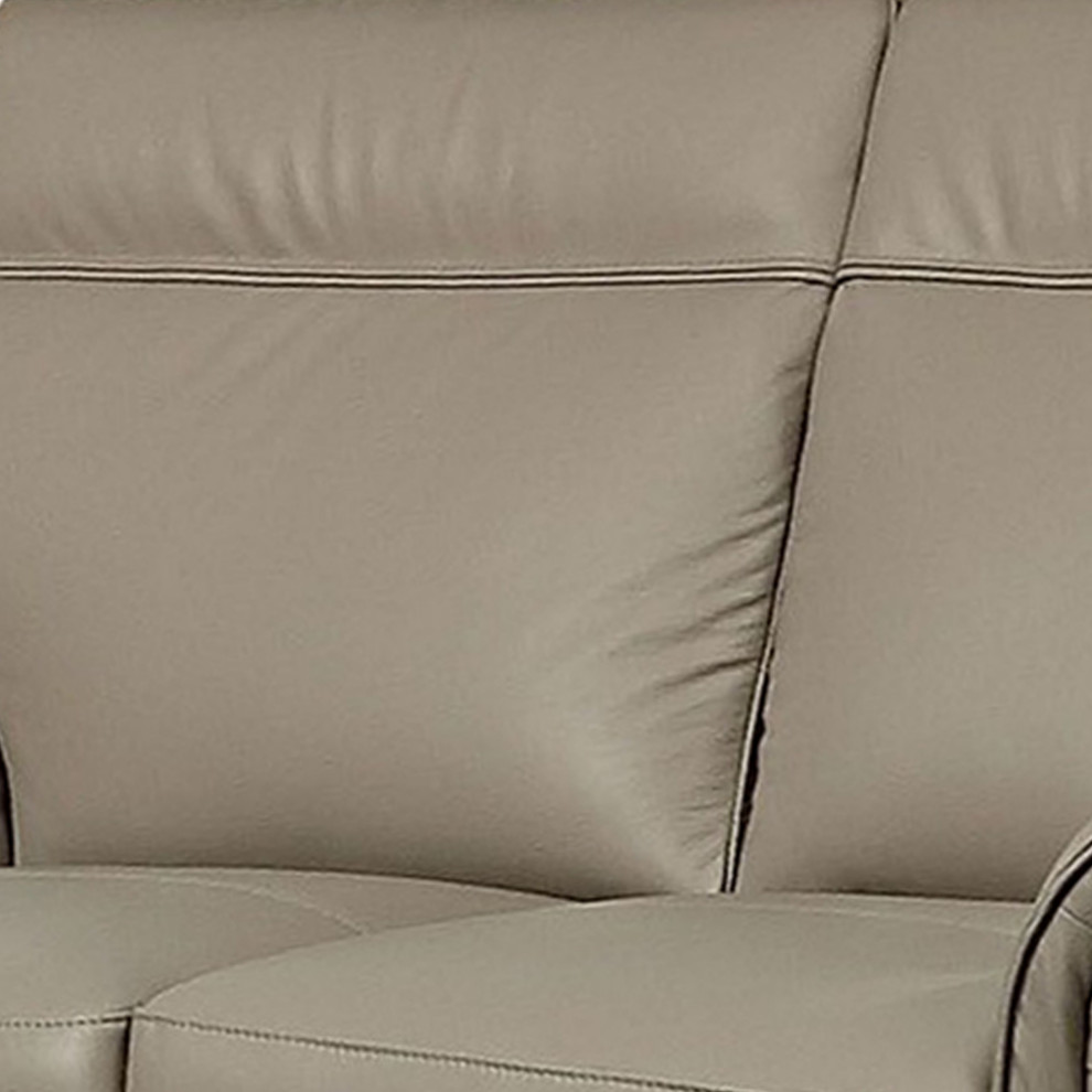 Leatherette Loveseat With Padded Seating And Pillow Top Arms  Taupe Gray   Transitional   Loveseats   by VirVentures  Houzz