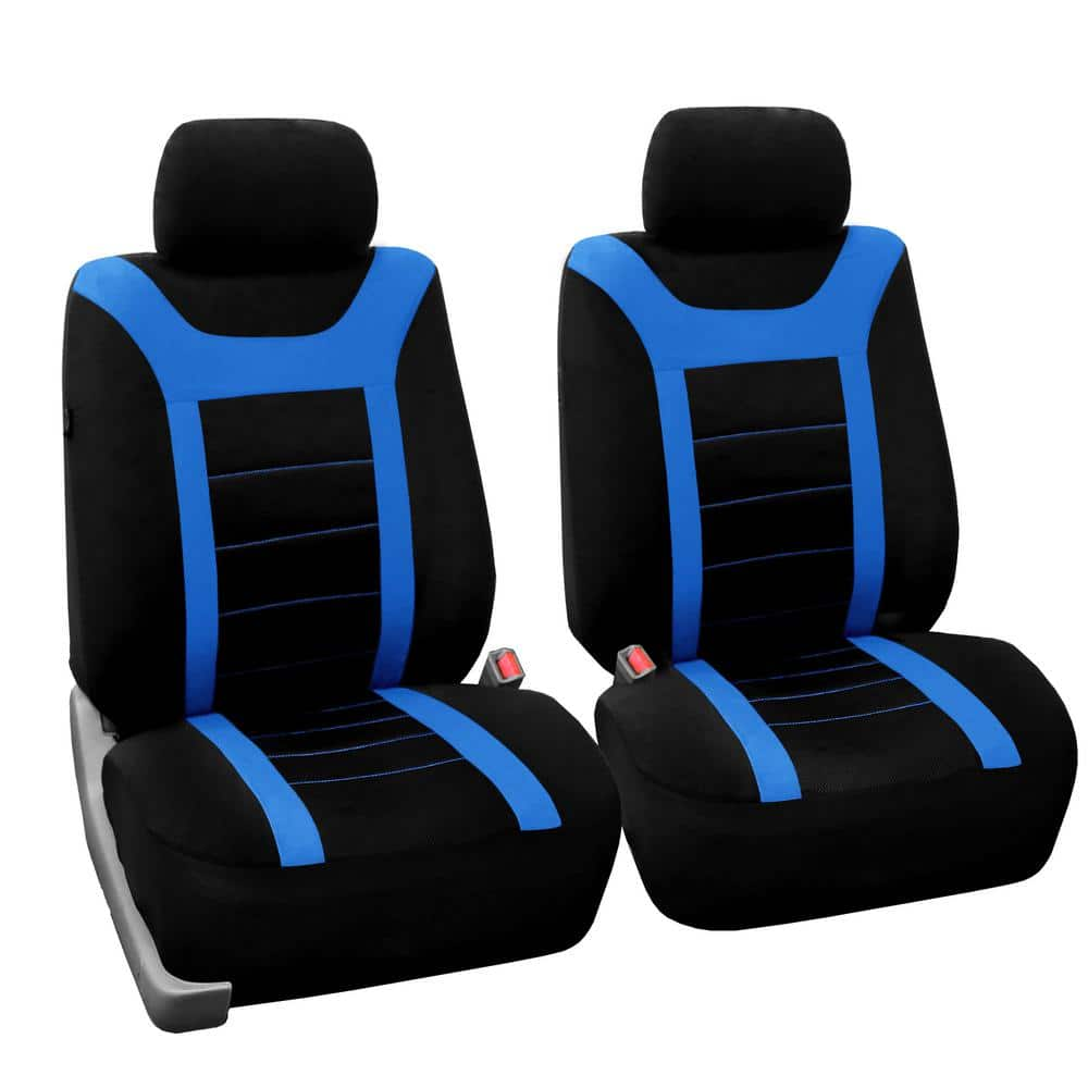 FH Group Fabric 47 in. x 23 in. x 1 in. Full Set Sports Car Seat Covers DMFB070BLUE115