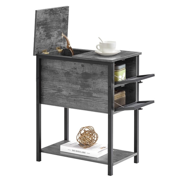 Javelrgo Nightsand Side Table with 2-Drawer and Wood Storage Shelf