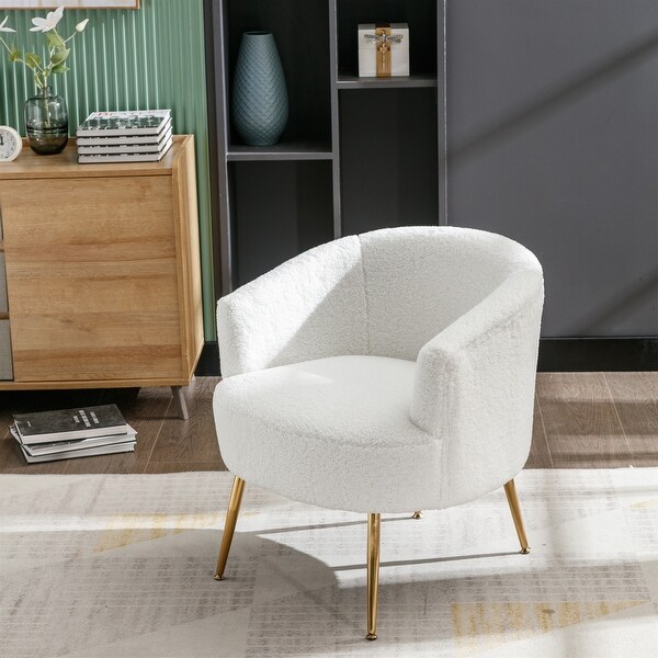 Fabric Armchair Accent Tub Barrel Chair with Gold Metal Legs