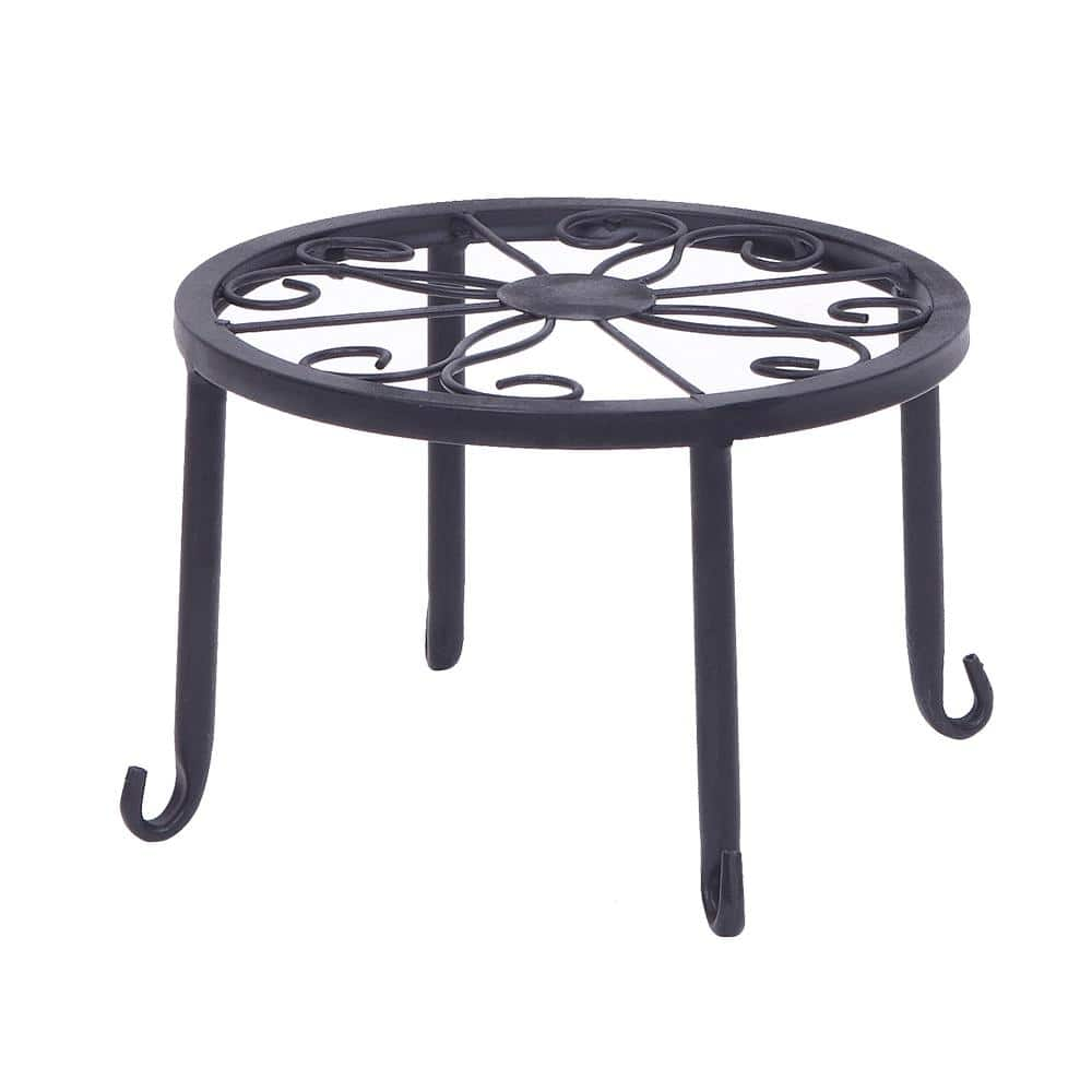 Winado 5.1 in. to 9.8 in. H Painted Outdoor Black Iron Plant Stand (4-Pieces) 302771328759