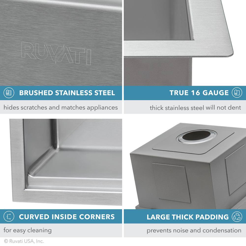 Ruvati 16-Gauge Stainless Steel 33 in. Single Bowl Farmhouse Apron Workstation Kitchen Sink RVH9200