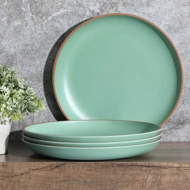 Gibson Home Rockabye 4 Poece 10 7 Inch Melamine Dinner Plate Set In Green