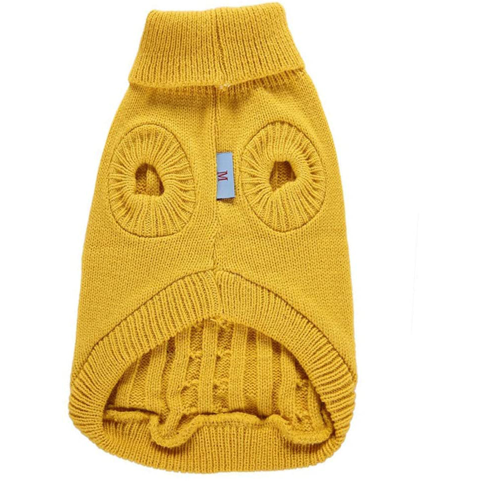 Jecikelon Small Dog Sweaters Knitted Pet Cat Sweater Warm Dog Sweatshirt Dog Winter Clothes Kitten Puppy Sweater (Yellow， Small）