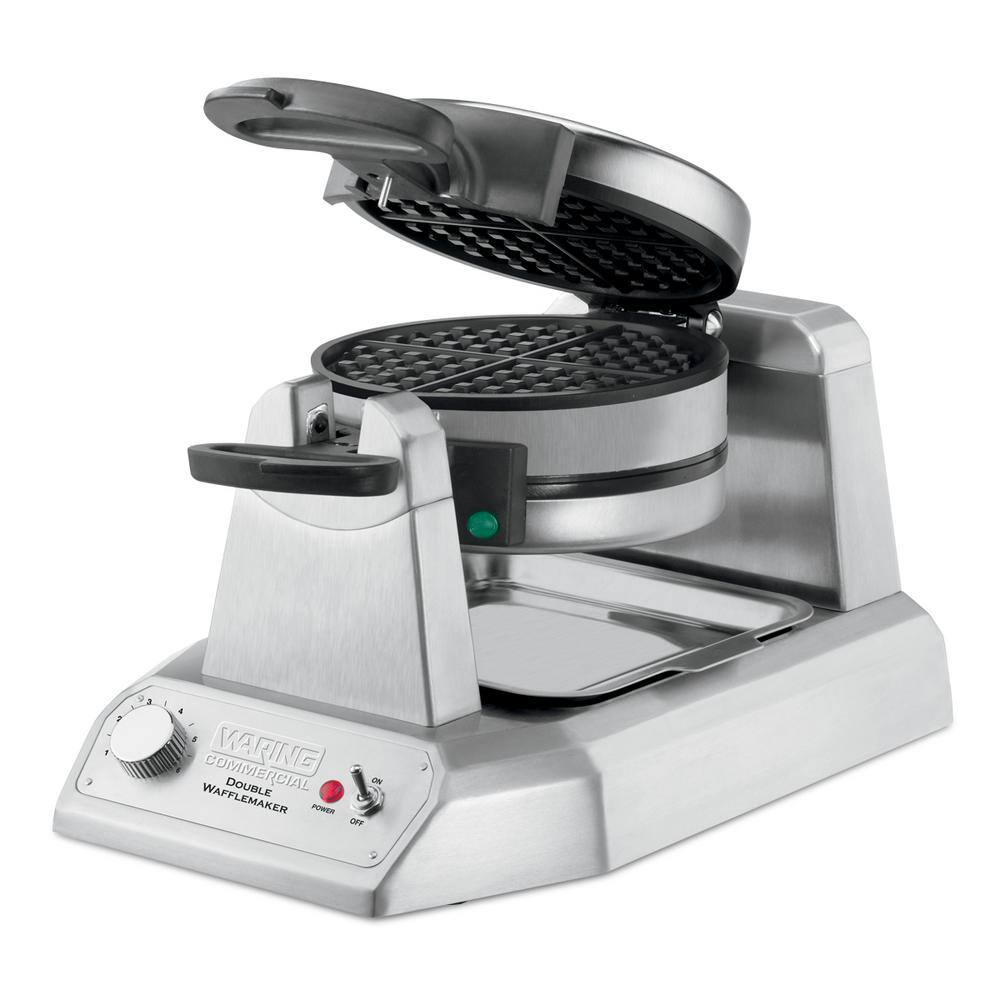 Waring Commercial 1300-Watt Double Waffle Silver American Waffle Maker - Vertical WWD200