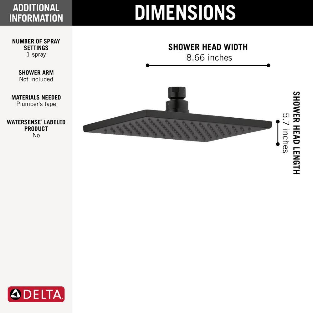 Delta Vero 1-Spray Patterns 2.5 GPM 5.67 in. Wall Mount Fixed Shower Head in Matte Black RP62955BL