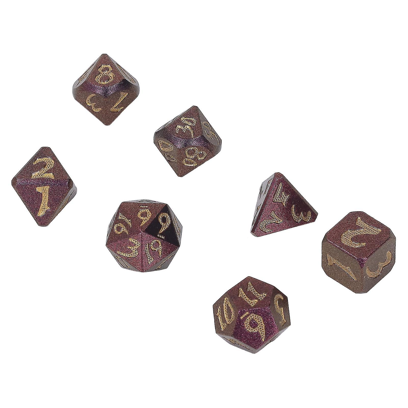 7pcs Polyhedral Dice Set Metal Exquisite Funny Role Playing Game Dice Props for Holidau Party