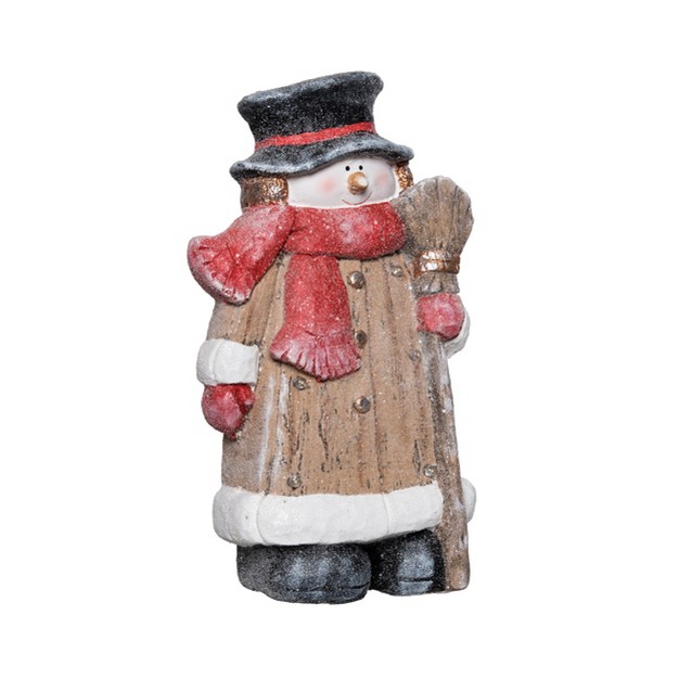 Transpac Resin 15 25 In Multicolor Christmas Light Up Wood Plank Snowman Decor