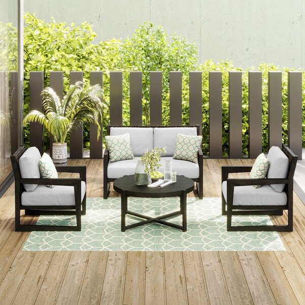 Corvus Augusta 4piece Patio Conversation Set with Sunbrella Pillows