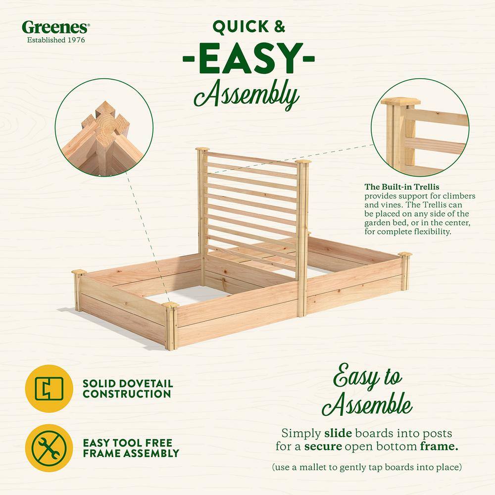 Greenes Fence 4 ft. x 8 ft. X 11 in. Premium Cedar Raised Garden Bed with Trellis RC489612PTRE