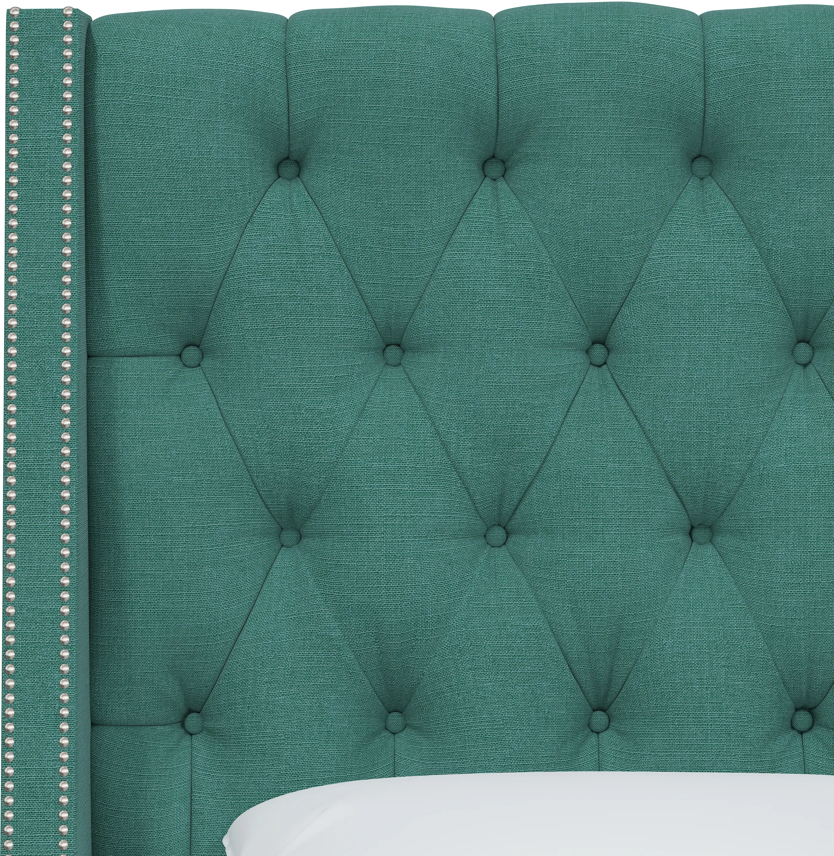 Riley Teal Tufted Wingback Twin Headboard - Skyline Furniture