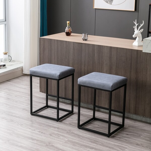 Backless Modern Barstools with Faux Leather