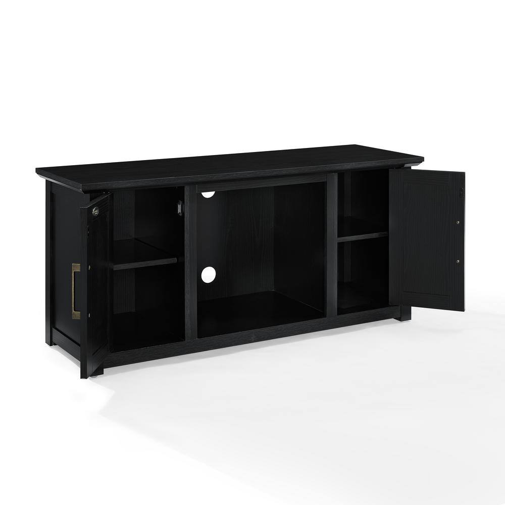 CROSLEY FURNITURE Camden Black 48 in. Low Profile TV Stand with Fireplace Fits 50 in. TV with Cable Management KF100548BK