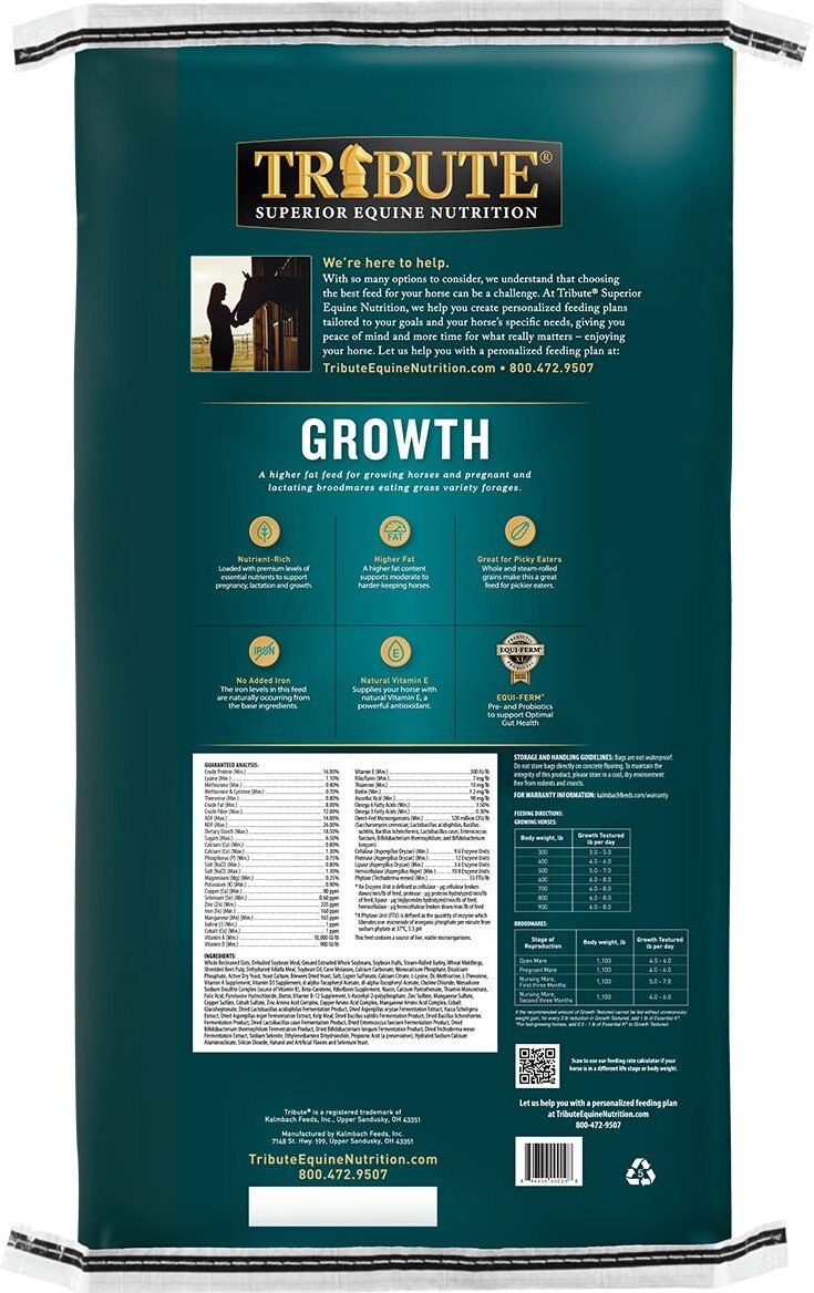 Tribute Equine Nutrition Growth Textured Horse Feed