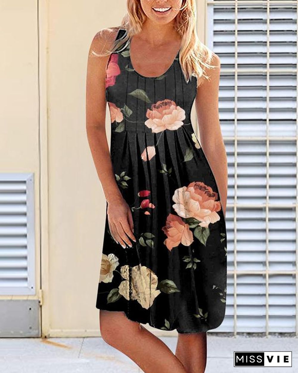 Floral Print Sleeveless Dress