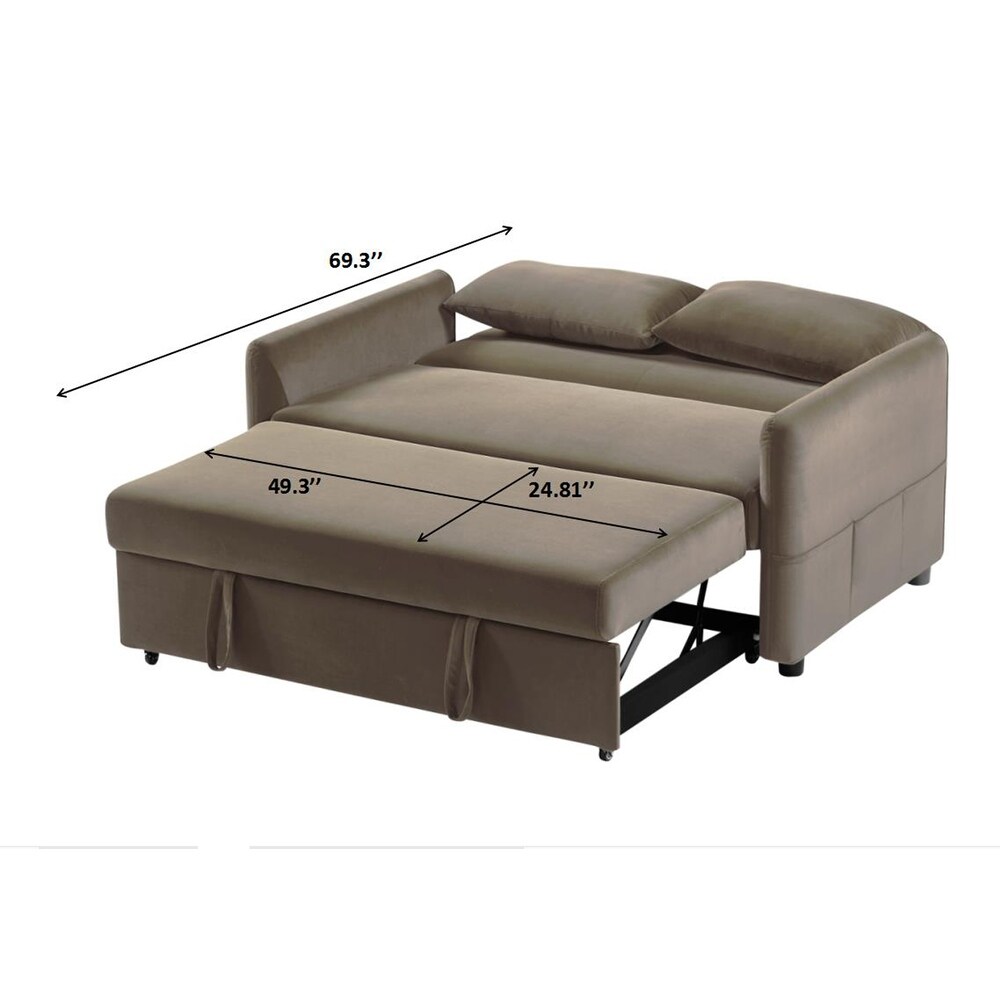 Leisure Love Sofa Adjustable Convertible Twin Sleeper Size Bedroom Recliner Sleeper Sofa Dutch Velvet with Rubber Wheels