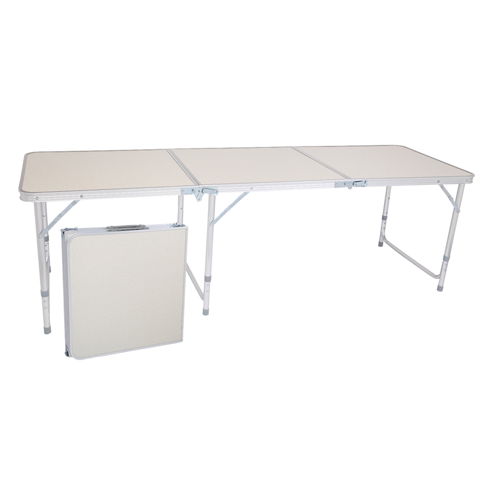 Jumper 6ft Folding Table Picnic Camp Indoor Outdoor Portable Aluminum Dining Table W/ Handle， White