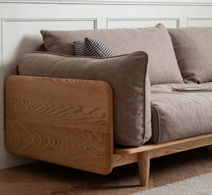 oak Solid Wood Leather Sofa  fabric   Midcentury   Sofas   by GVAwood  Houzz