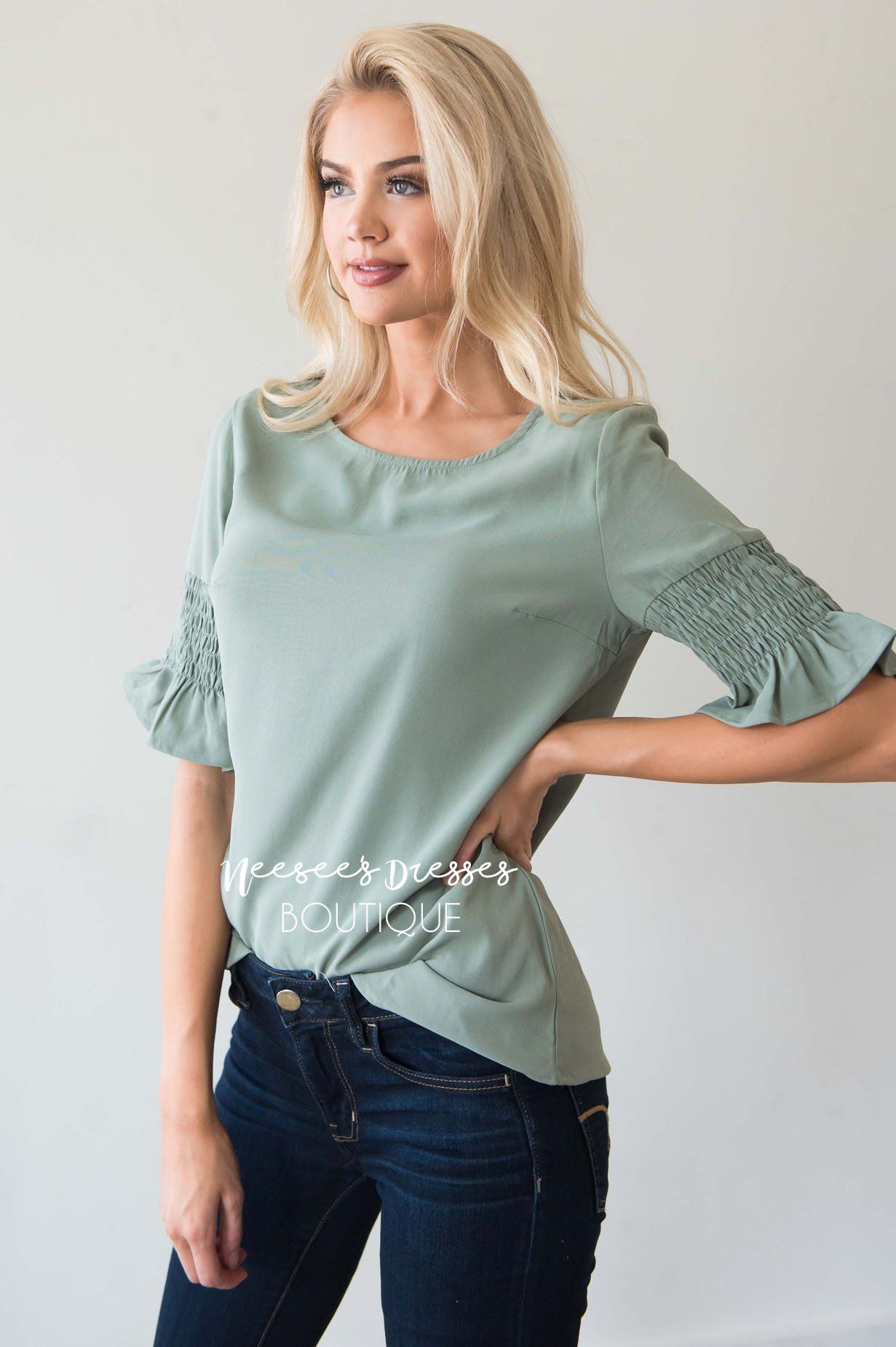 Something New Gathered Sleeve Top