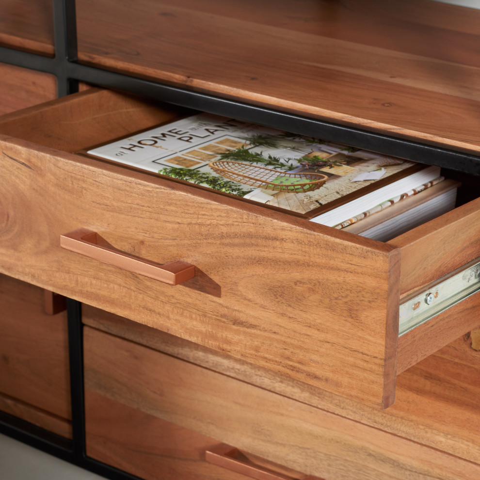 Safavieh Couture Angelice Sliding Door Media Light Walnut / Black   Media Cabinets   by Safavieh  Houzz