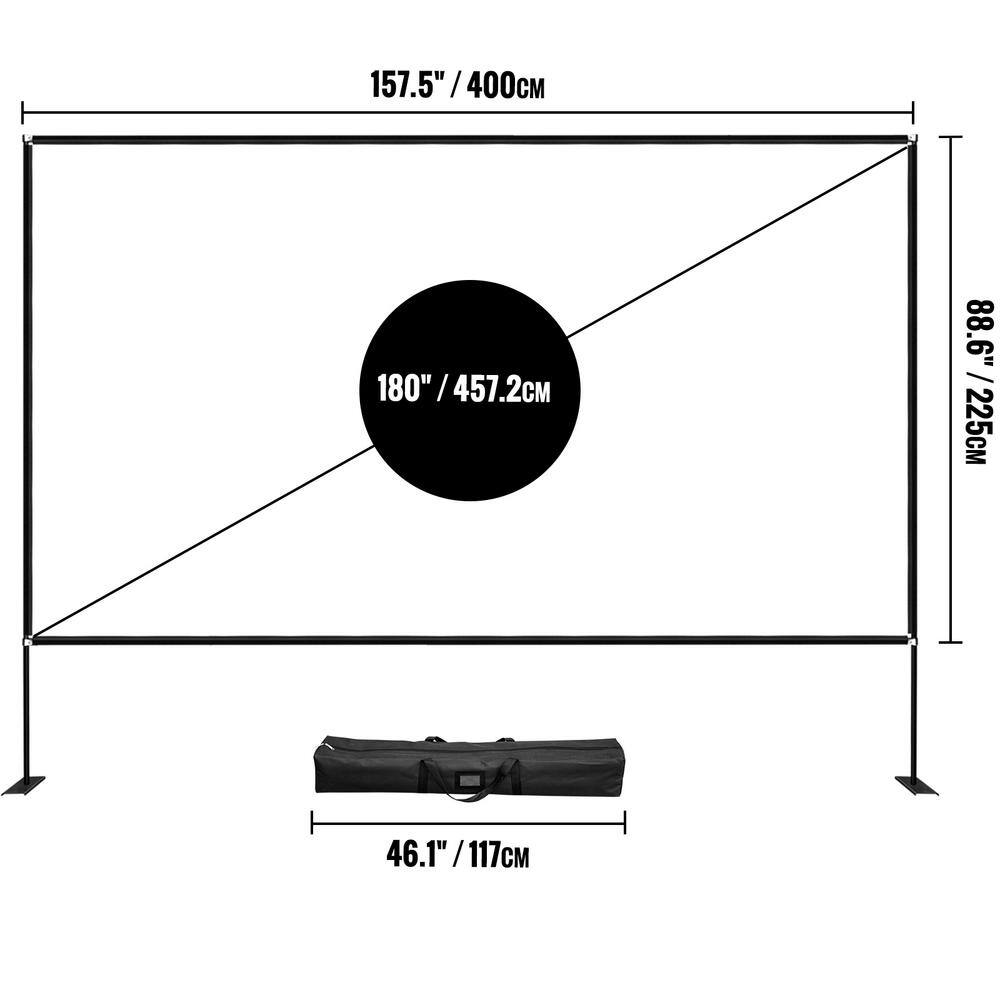 VEVOR 180 in. Movie Screen with Stand Portable Projector Screen 16:9 4K HD Wide Angle Outdoor Movie Screen with Storage Bag DSTPMYC180WDPDVTFV0