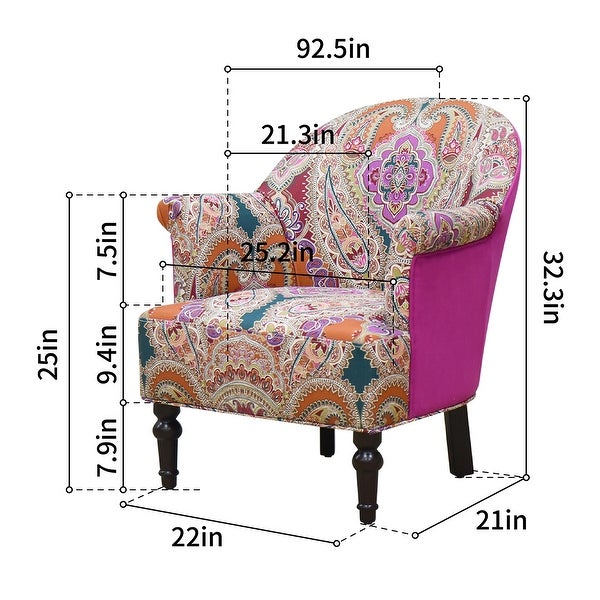 Homy Casa Floral Fabric Accent Chair Arm Chair