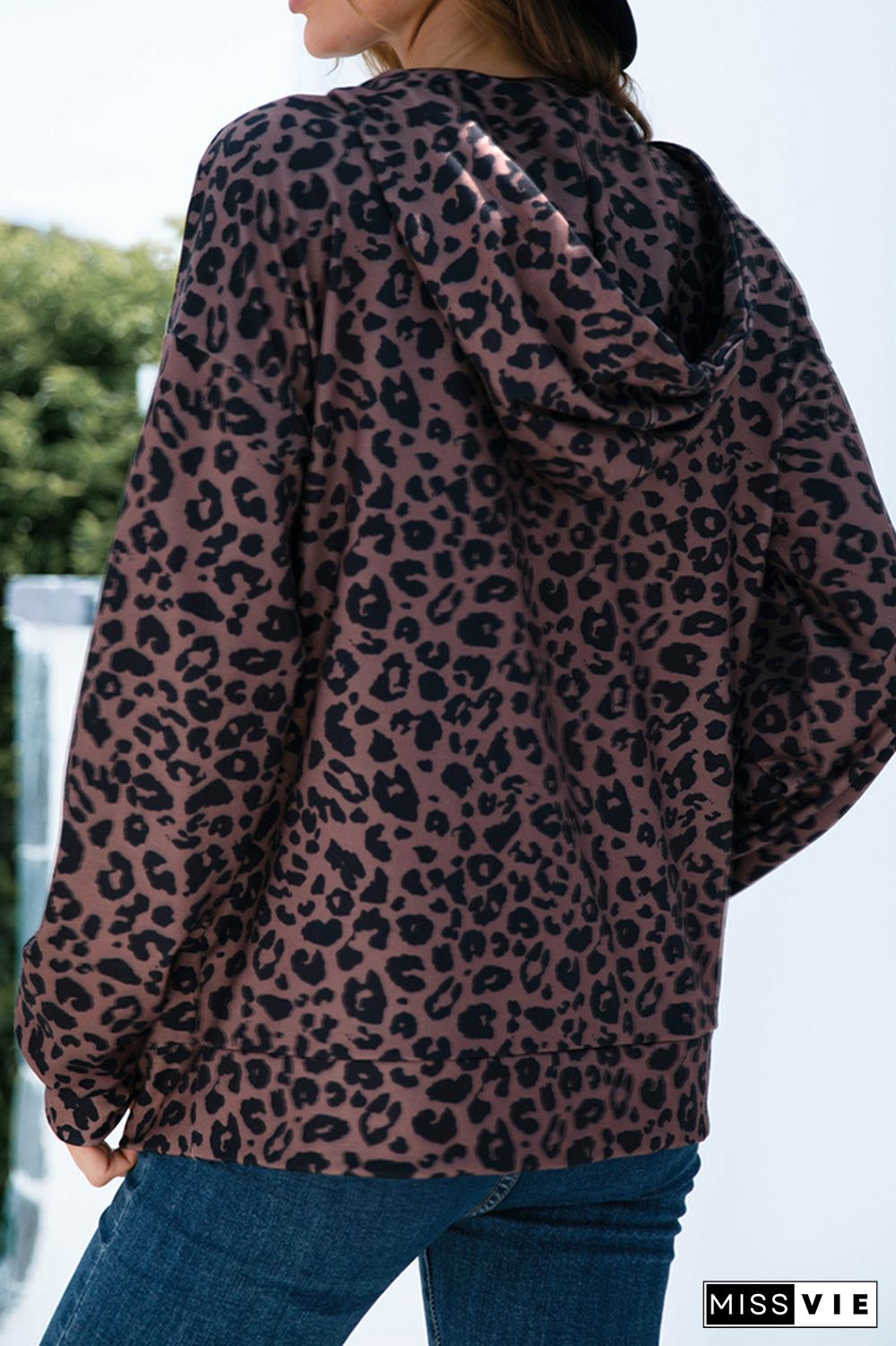 Leopard Pocket Hoodies Women Wholesale