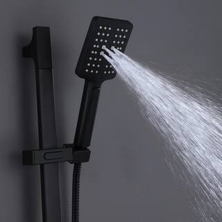 Tomfaucet 3-Spray Wall Mount Handheld Shower Head 1.5 GPM in Square Matte Black TFB0890MB