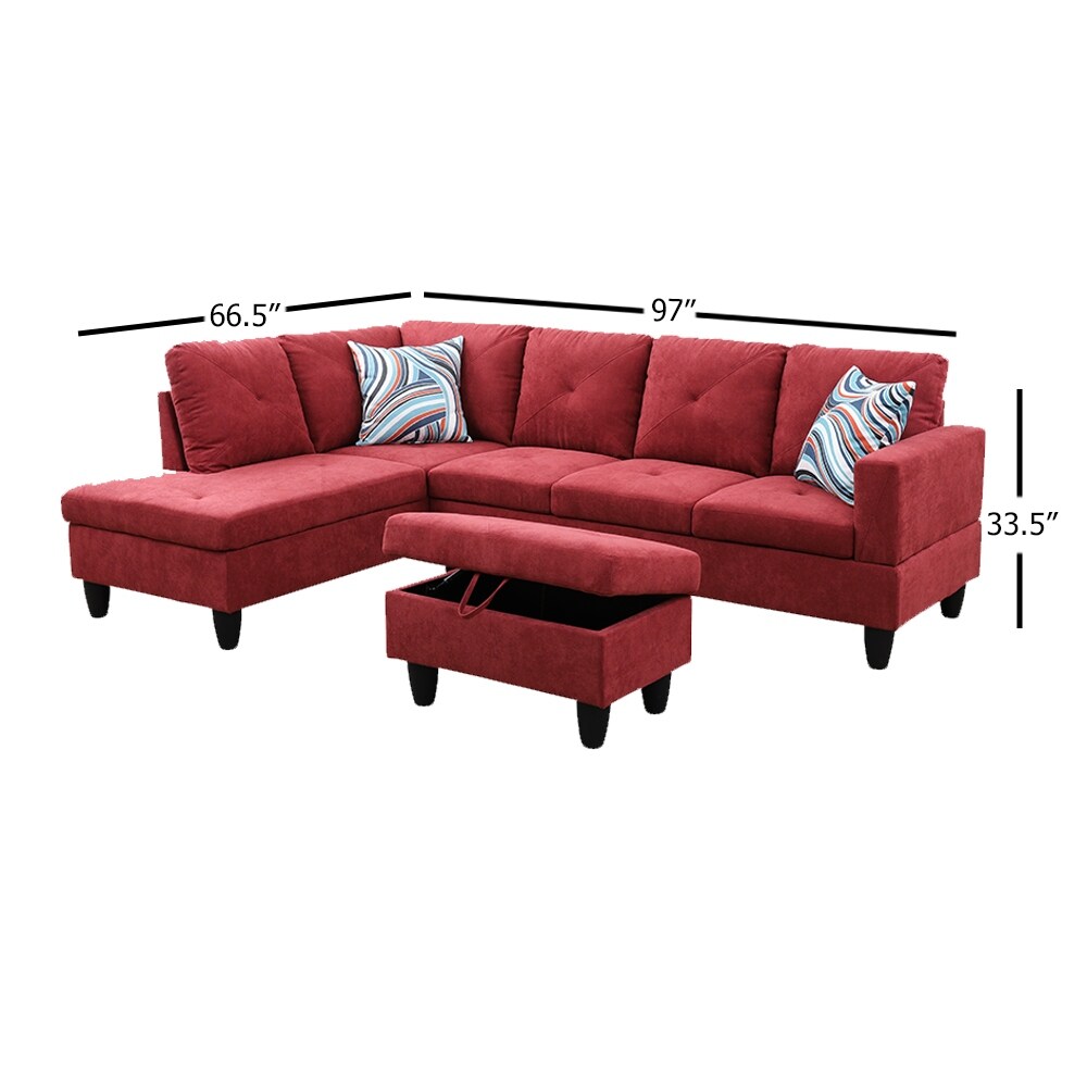 Hellen Right Facing Sectional Sofa with Ottoman