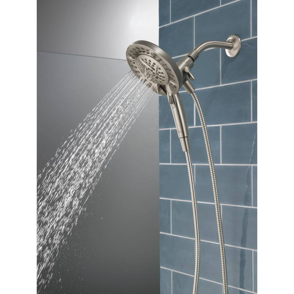 Delta In2ition 5-Spray Patterns 1.75 GPM 6.63 in. Wall Mount Dual Shower Heads in Satin Nickel 75585SN