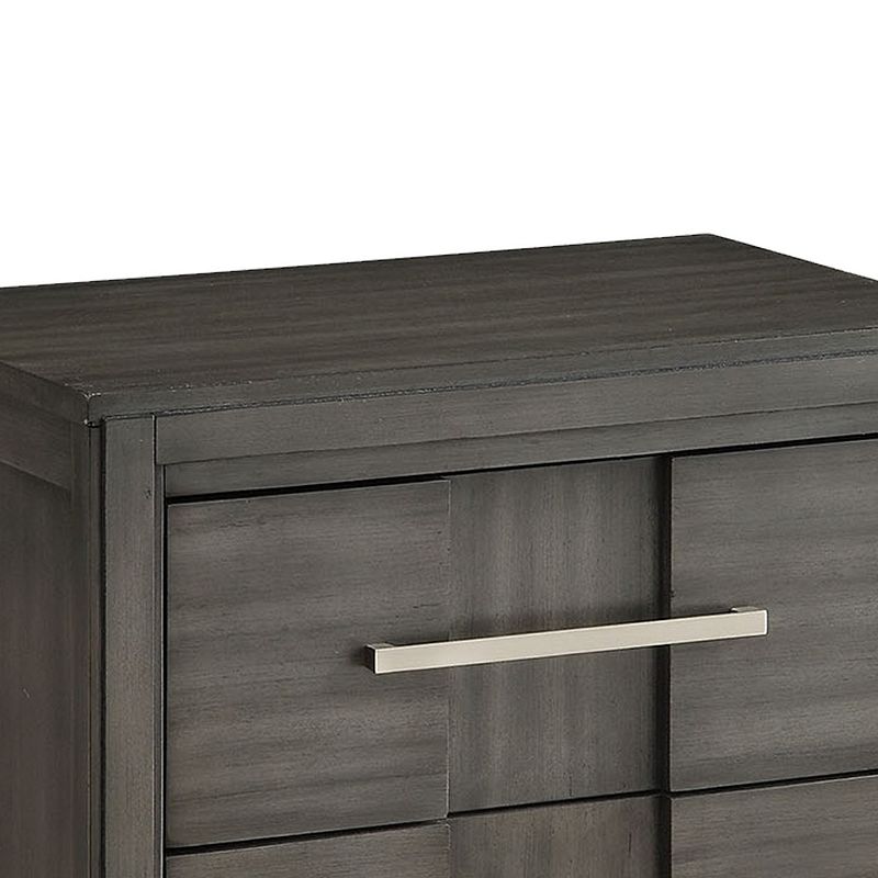 Transitional Solid Wood Night Stand With Two Drawers， Gray