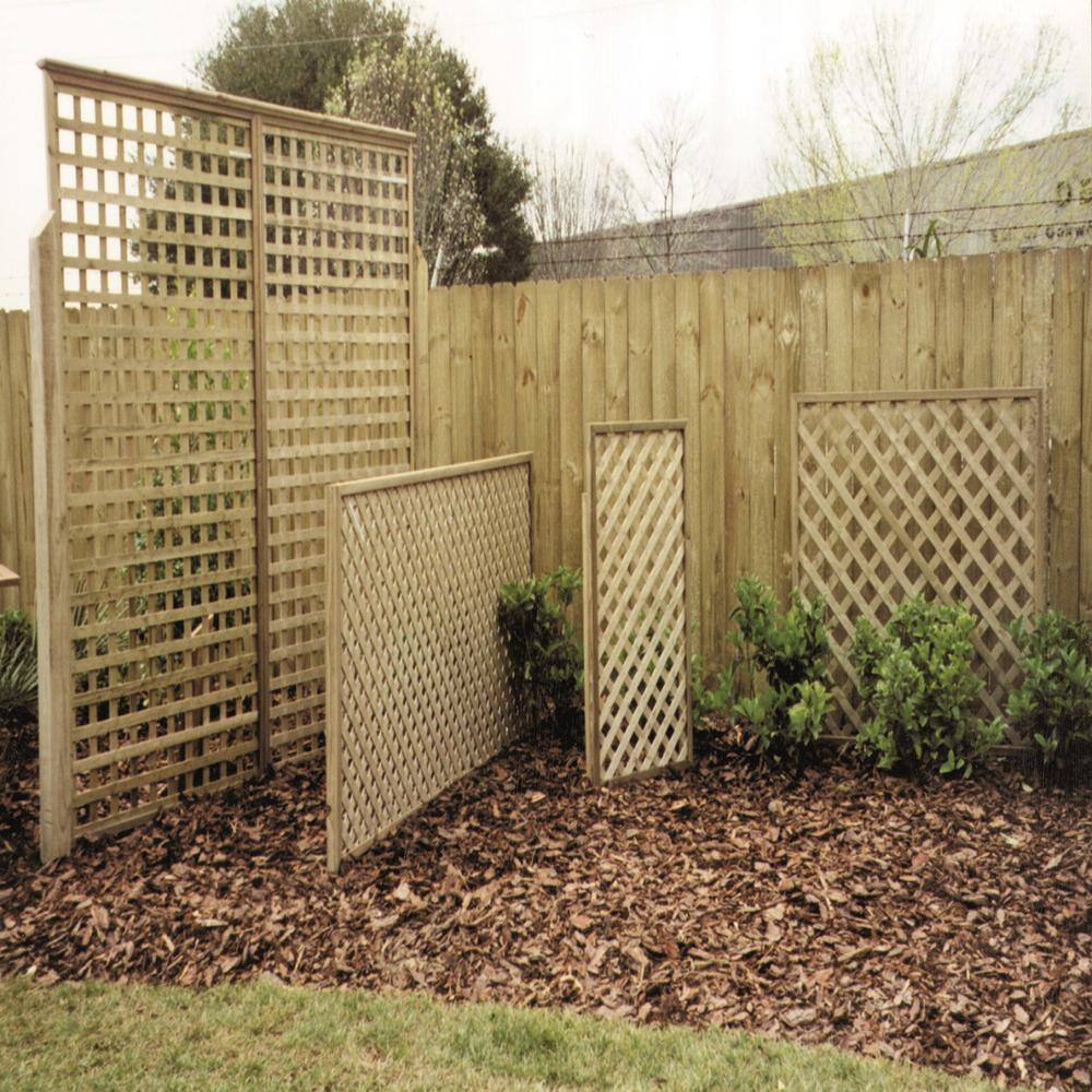 8 ft. x 4 ft. Pressure Treated Wood Pine Square Privacy Lattice 118651