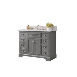 SUDIO Thompson 42 in. W x 22 in. D Bath Vanity in Gray with Engineered Stone Vanity Top in Carrara White with White Basin Thompson-42G