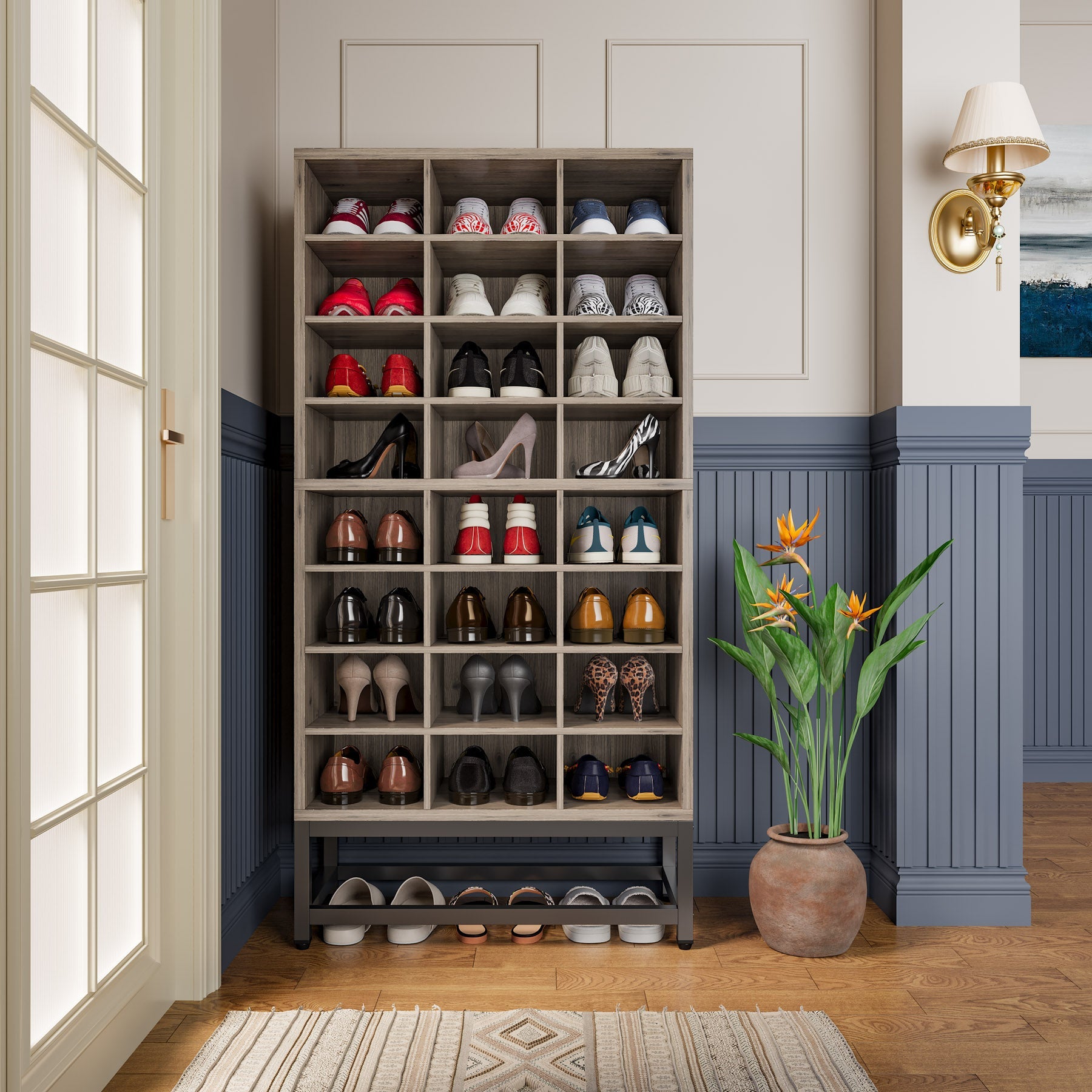 Freestanding Shoe Cabinet, 8-Tier Shoe Storage Rack with 24 Cubbies