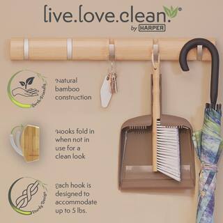 HARPER Live.Love.Clean. Bamboo 5-Hook Broom and Mop Holder 37501700