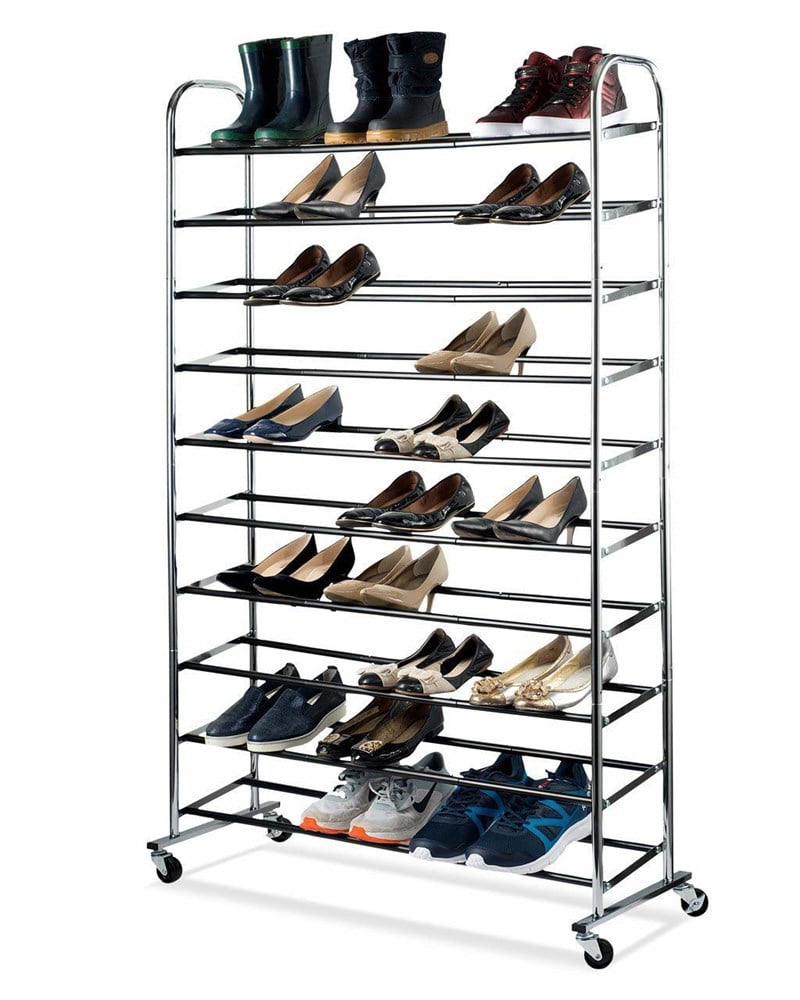 Shoe Organizer - Chrome Shoe Storage  50 Pair Shoe Rack Closet Shoe Organizer