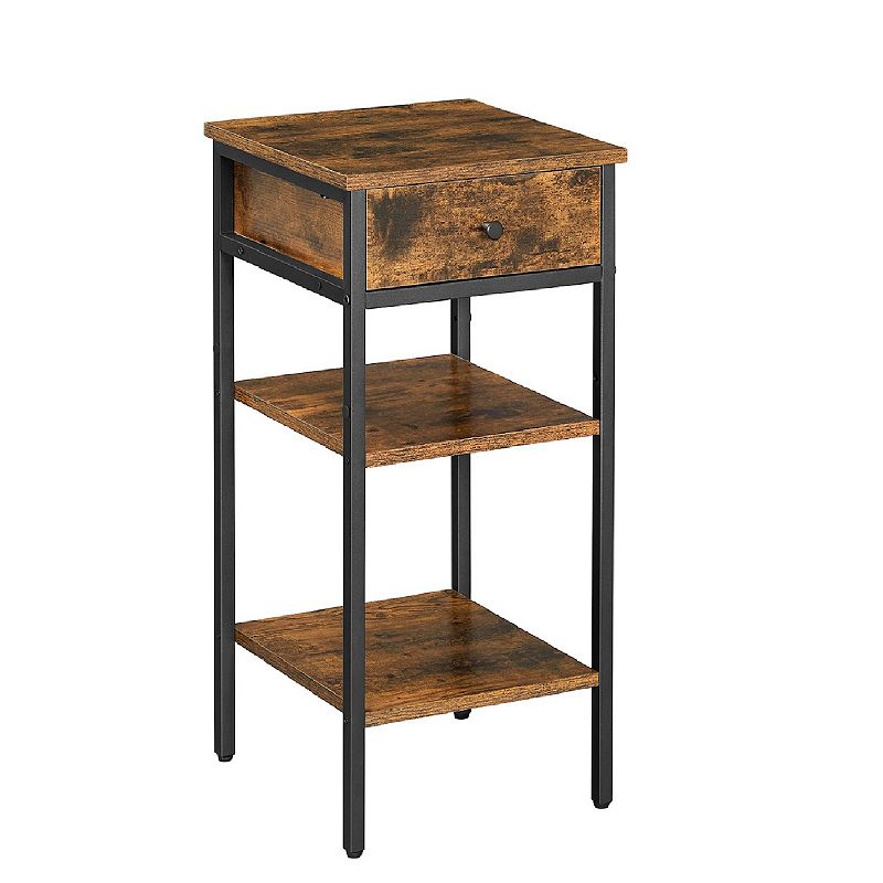 Tall Nightstand with Drawer and 2 Shelves