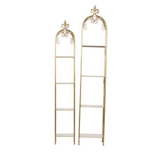 Litton Lane 74 in. Gold Contemporary Metal 4 Shelf Shelving Unit (Set of 2) 46038