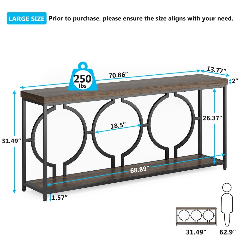 70.89 Inch Super long Console Sofa Table  Behind Couch Coffee Snack Bar Tables Dark Walnut