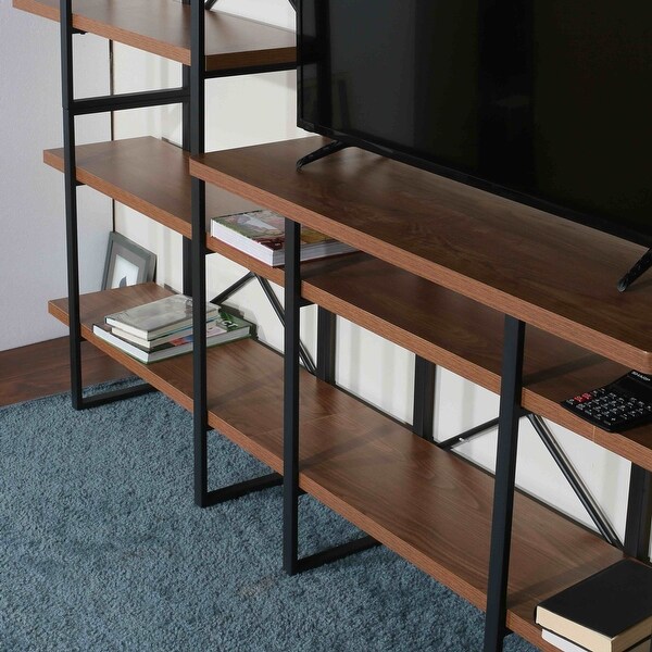 Davee Furniture Open Walnut Shelves 10-tier Entertainment TV Stand - 56.69*118.11*13.78 inches